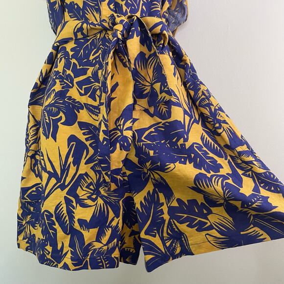 NWT See by Chloe Palm Leaf Print Romper Size 8 Linen Blend Tropical Beach Resort - Picture 6 of 12